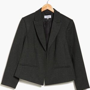 CK Charcoal Grey Cropped Blazer with Notched Lapels